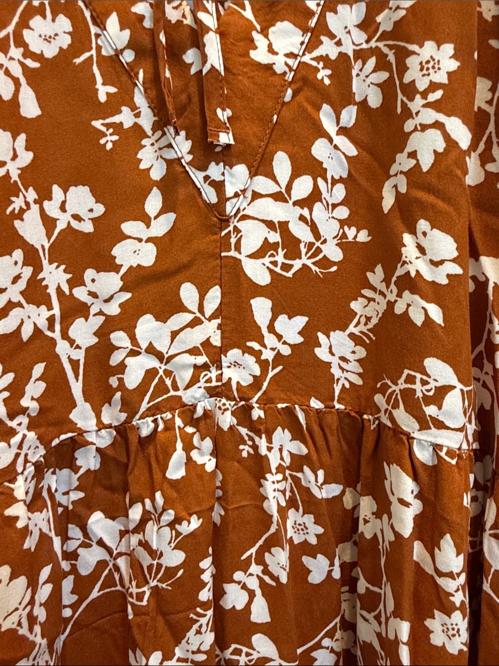 Old Navy Rust Floral V-Neck Midi Dress NWT - Picture 8 of 13